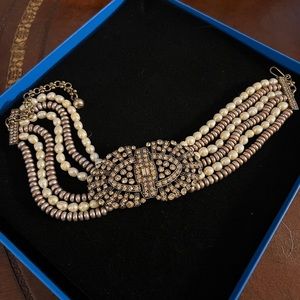 Heidi Daus vintage pearl + crystal choker
